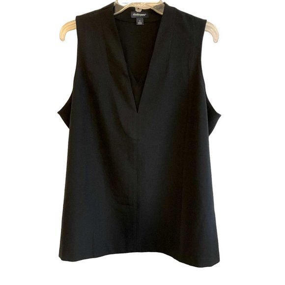 Studio Park x Jayne Brown Double V-Neck Sleeveless Woven Top LARGE (818) - Picture 4 of 7